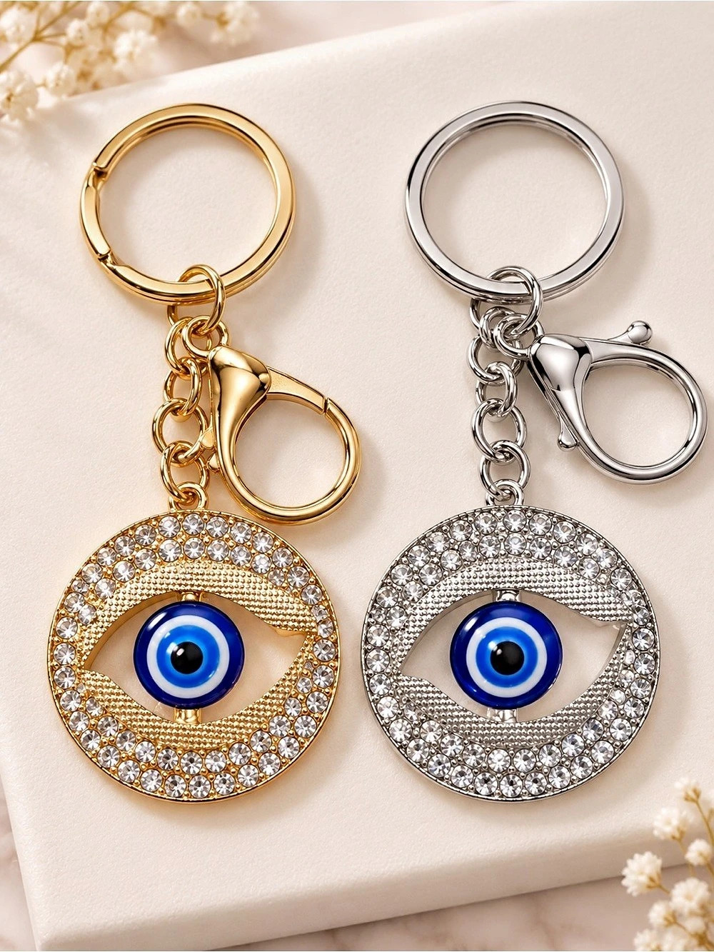 Evil Eye Keychain Gold or Silver